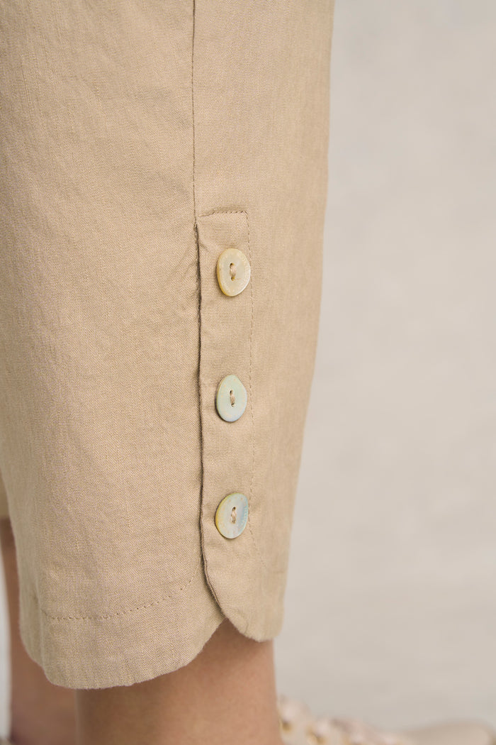 Curved Hem Linen Pant - Flax