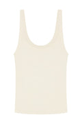 Front view of Devin Tank Long tank top showing scoop neckline and lightweight ivory rib texture on white background