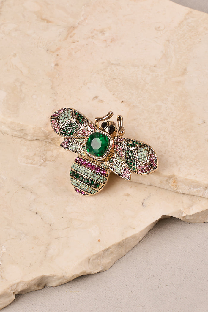 Diamante Bee Brooch - Multicolour