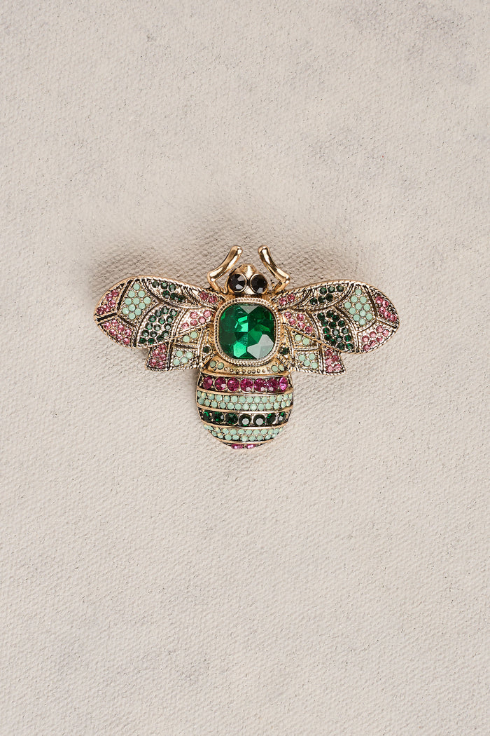Diamante Bee Brooch - Multicolour