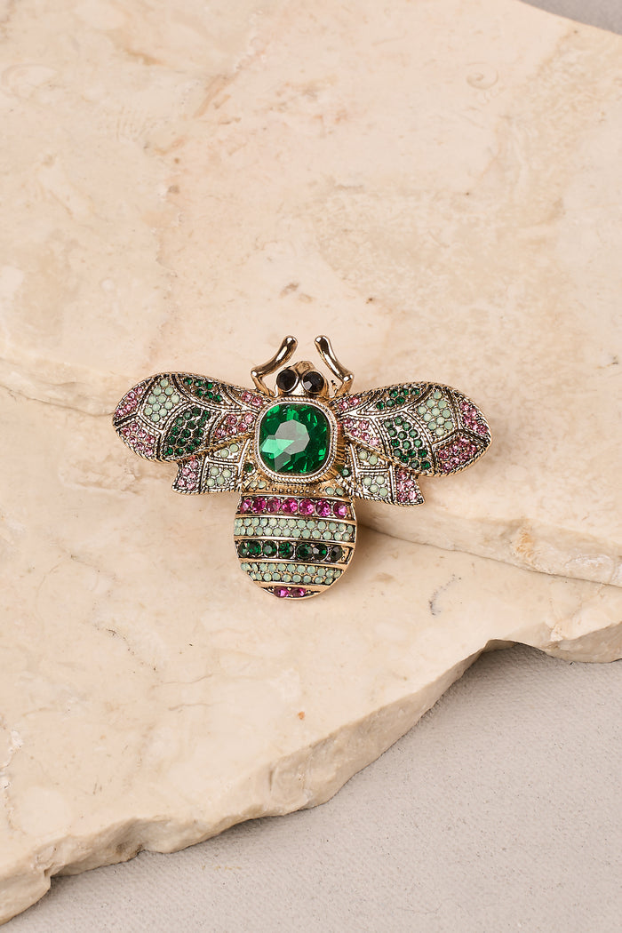 Diamante Bee Brooch - Multicolour