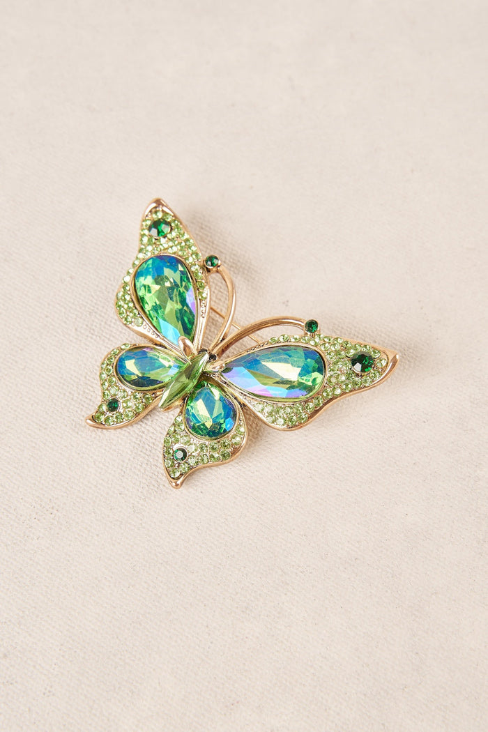 Diamante Butterfly Brooch - Multi