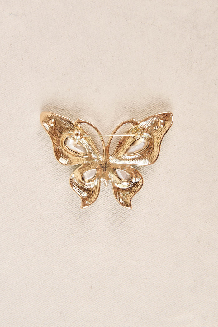 Diamante Butterfly Brooch - Multi