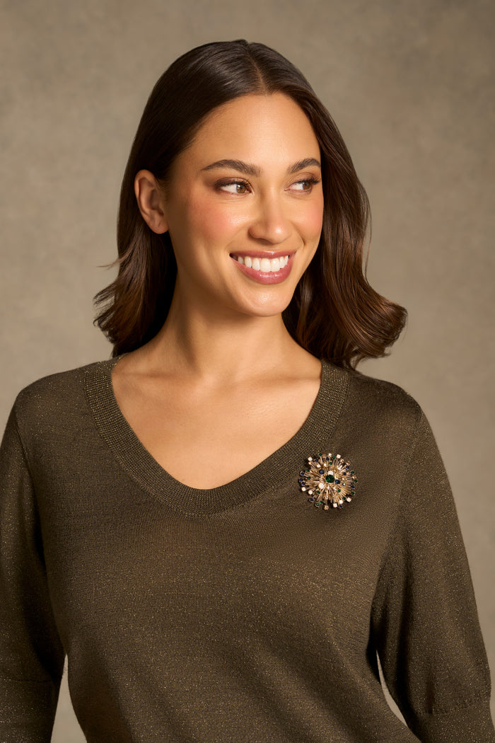 Diamante Cluster Brooch - Multicolour