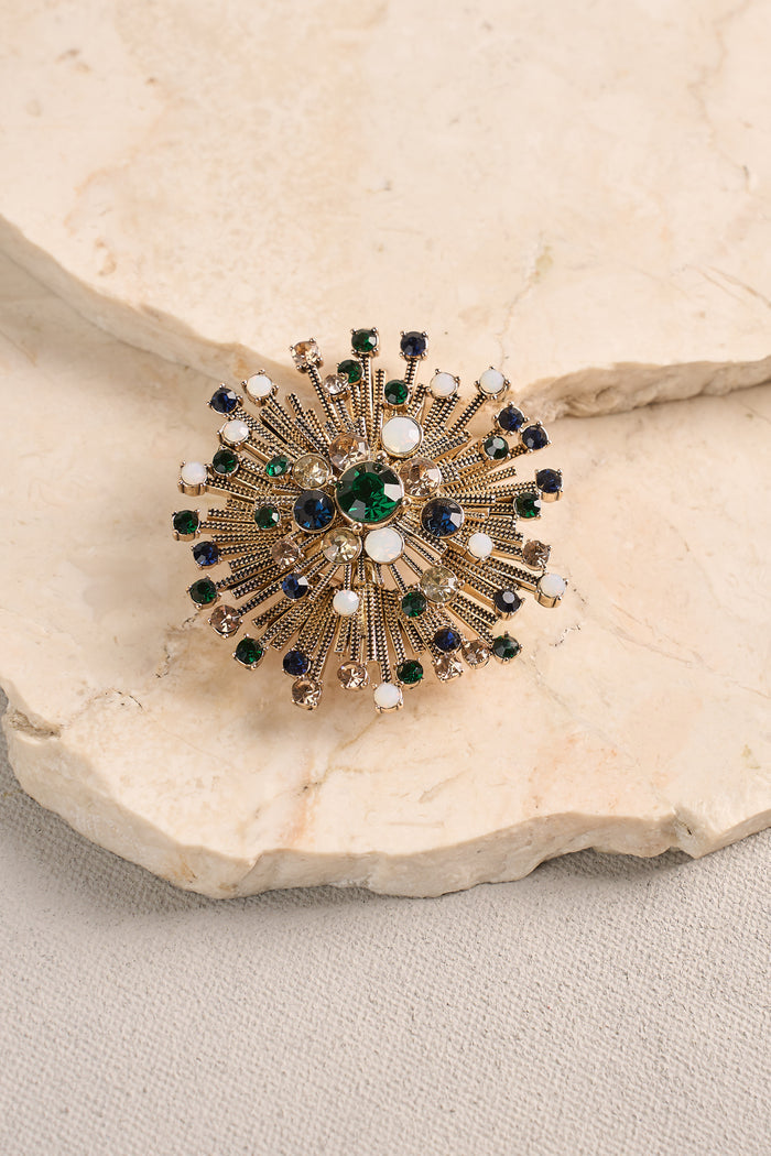 Diamante Cluster Brooch - Multicolour