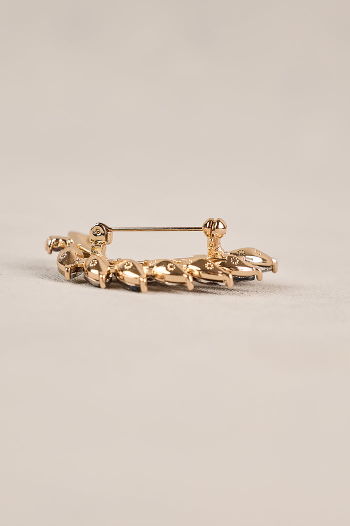 Diamante Leaf Brooch - Multicolour