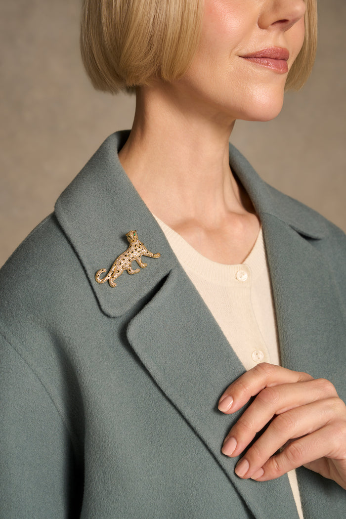 Diamante Panther Brooch - Gold