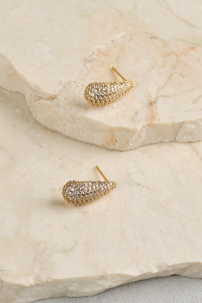 Diamante Tear Drops - Gold