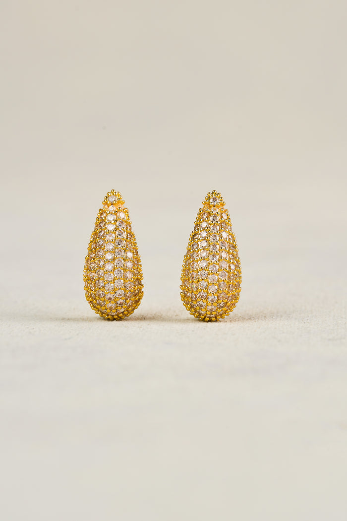 Diamante Tear Drops - Gold