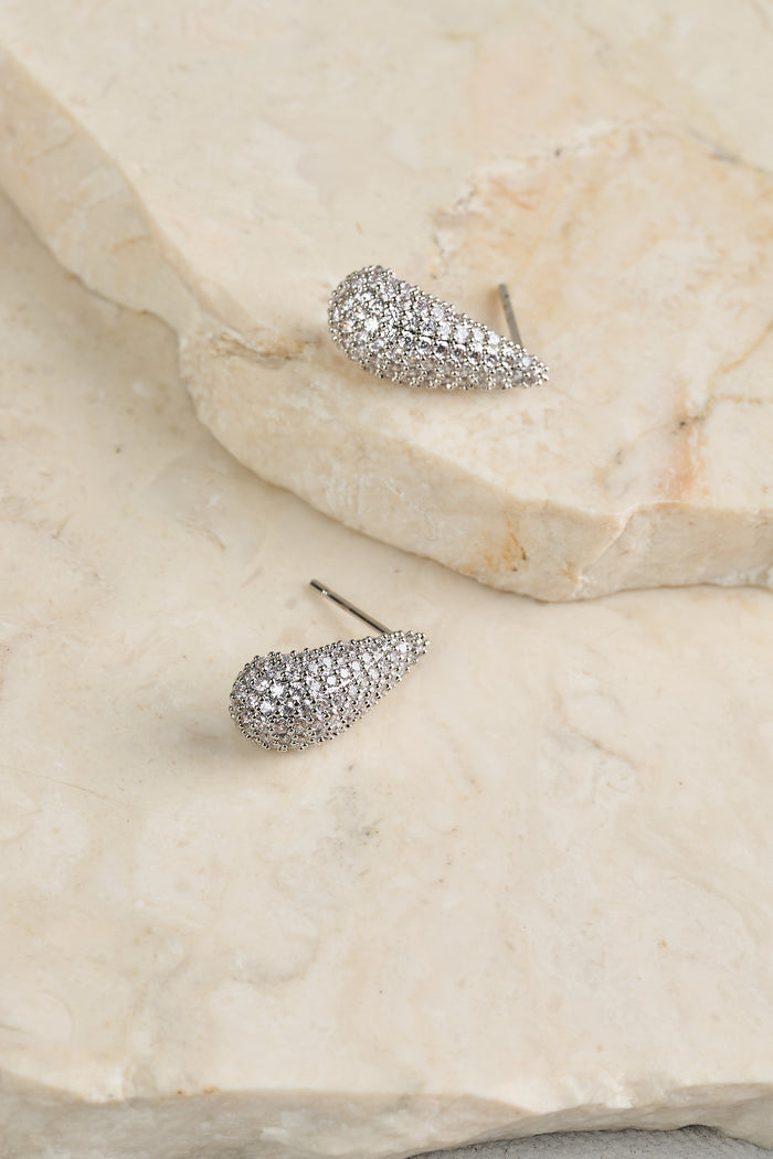 Diamante Tear Drops - Silver