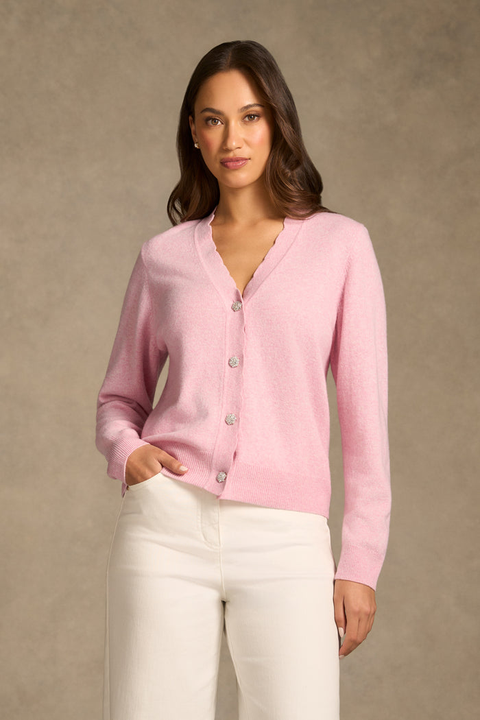 Diamonti Button Cardigan - Chateau Pink