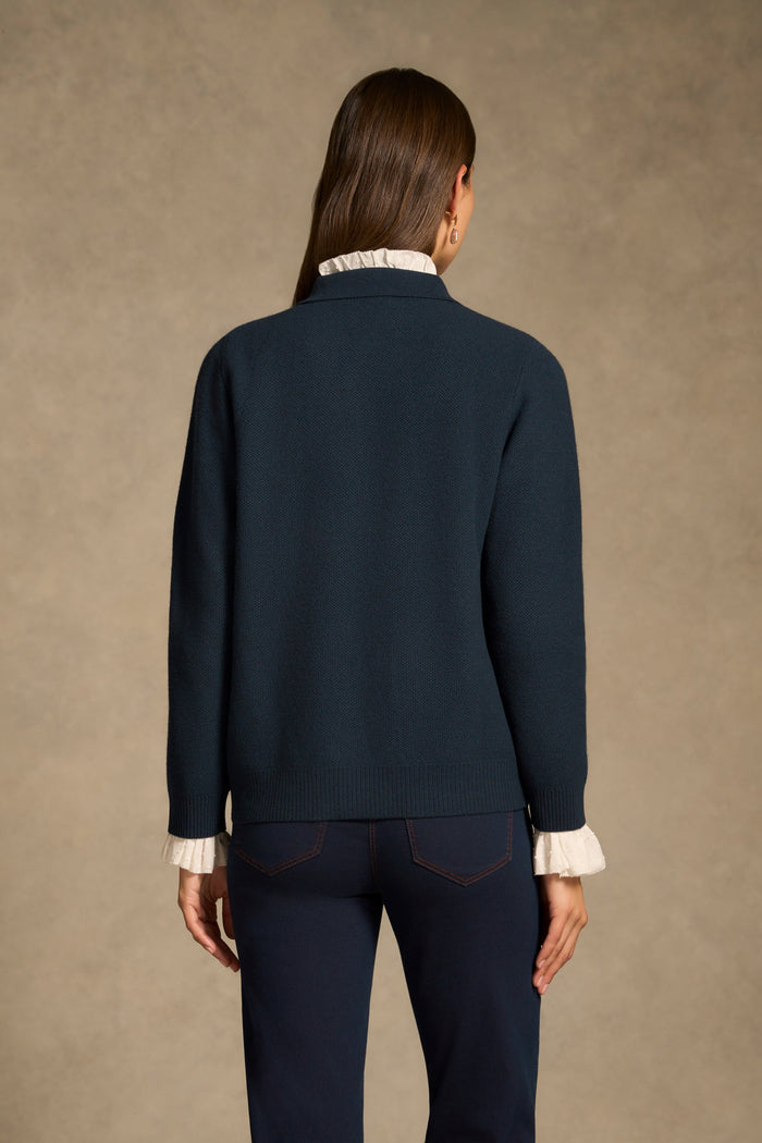 Double Breast Wool Cardi - Ink