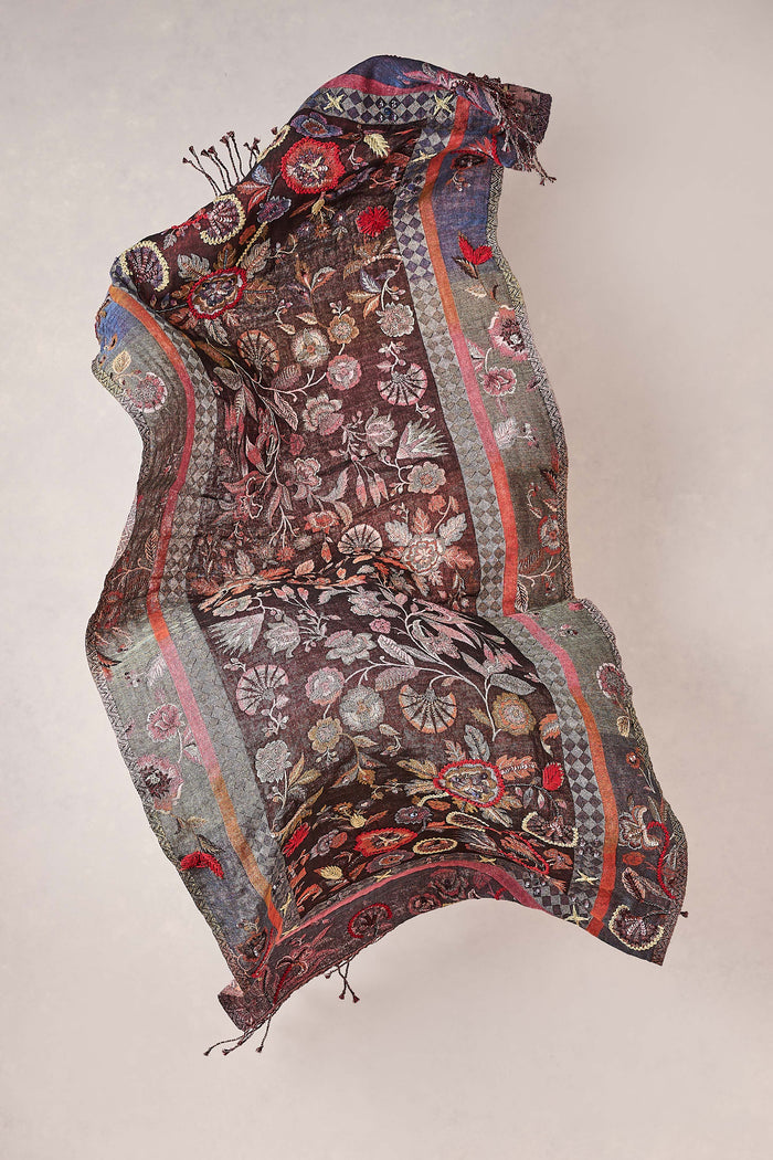 Embellished Jacquard Scarf - Multicolour