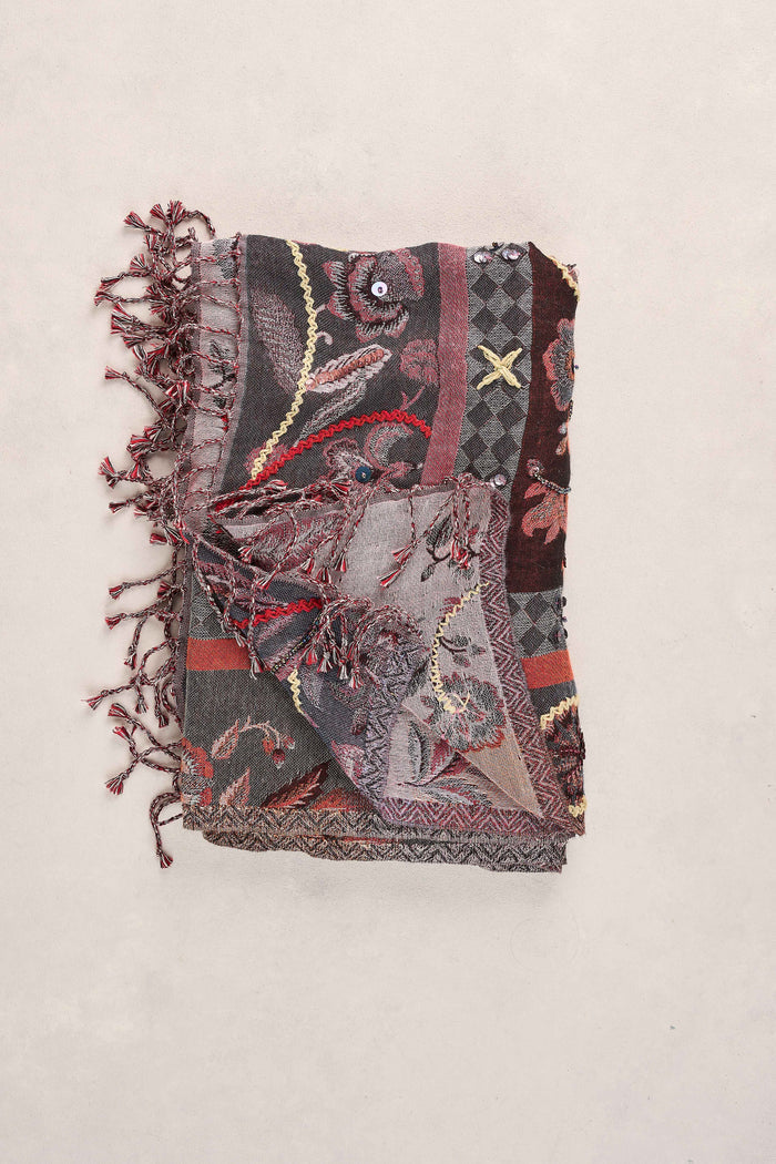Embellished Jacquard Scarf - Multicolour