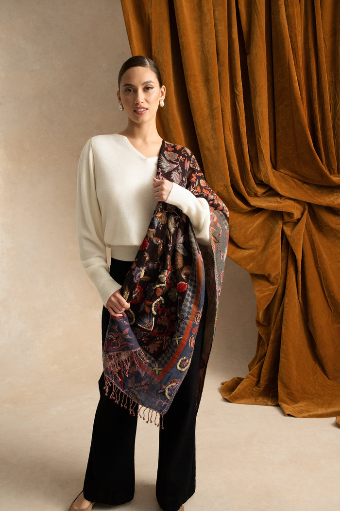 Embellished Jacquard Scarf - Multicolour