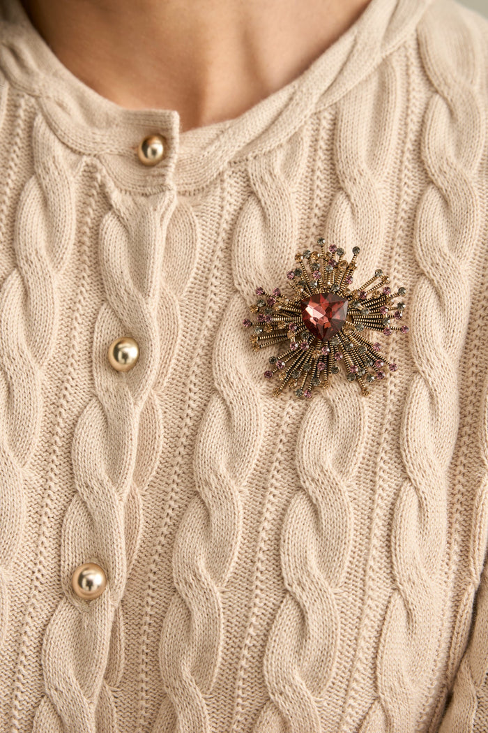 Embellished Star Brooch - Plum