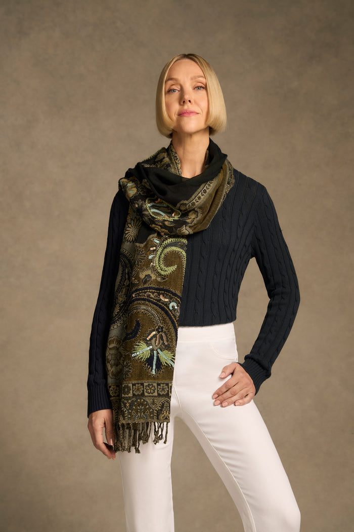 Embellished Wool Scarf - Multicolour