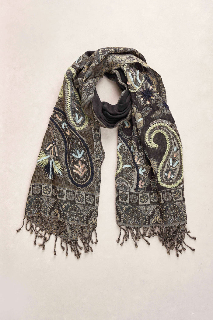 Embellished Wool Scarf - Multicolour