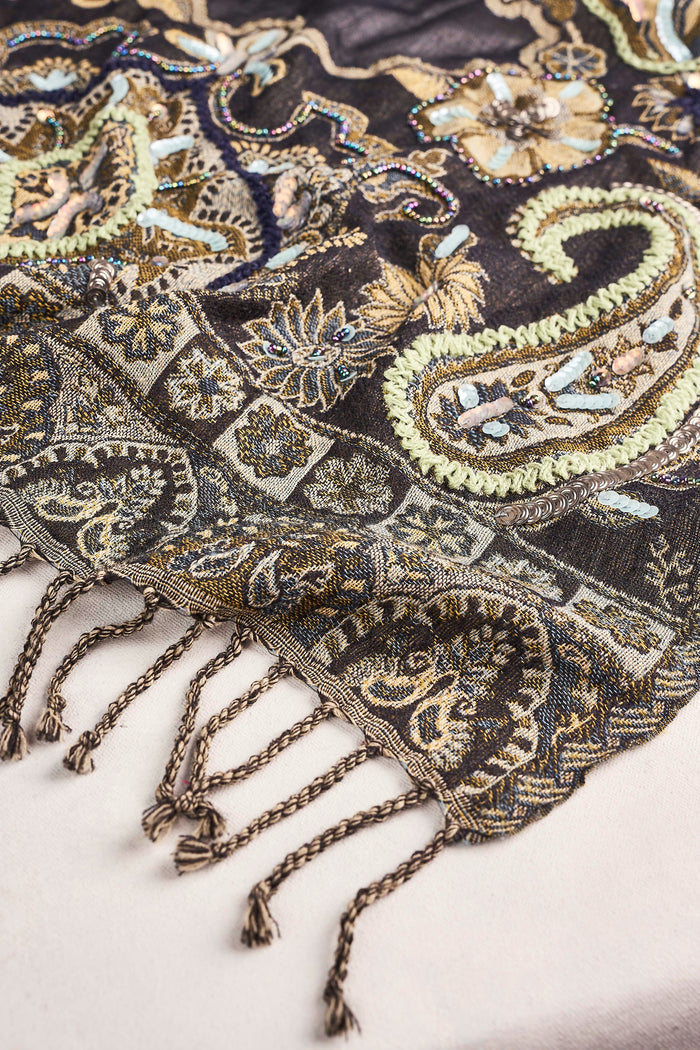 Embellished Wool Scarf - Multicolour