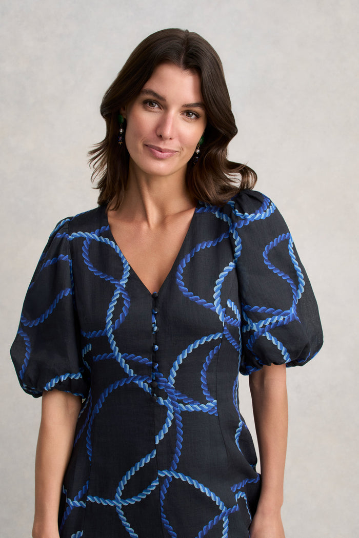 Event Dress - Ink Rope Print