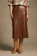 Faux Leather Pencil Skirt – Chestnut