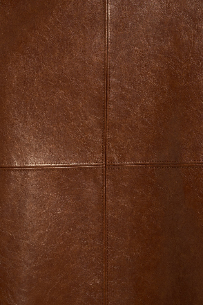 Faux Leather Pencil Skirt – Chestnut