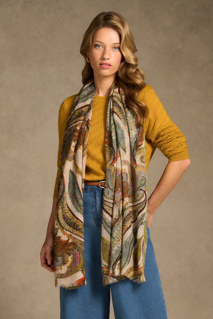 Feather Paisley Scarf - Multicolour