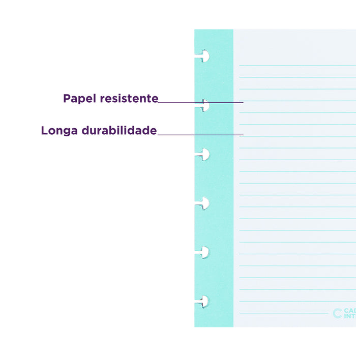 Vantagens das fichas pautadas verticais: Papel resistente e longa durabilidade.