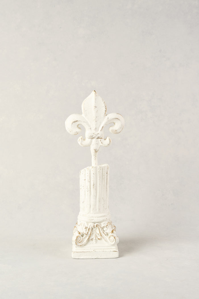 FLEUR DE LIS SCULPTURE SMALL - WHITE AND GOLD
