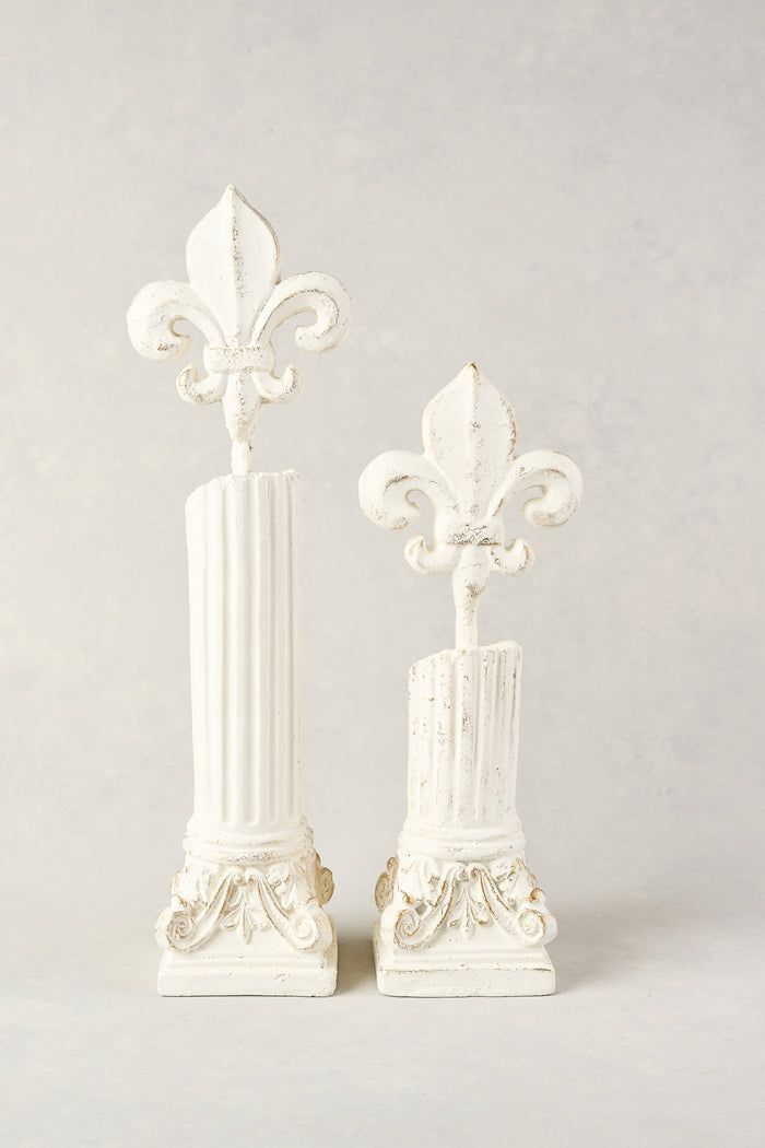 FLEUR DE LIS SCULPTURE SMALL - WHITE AND GOLD