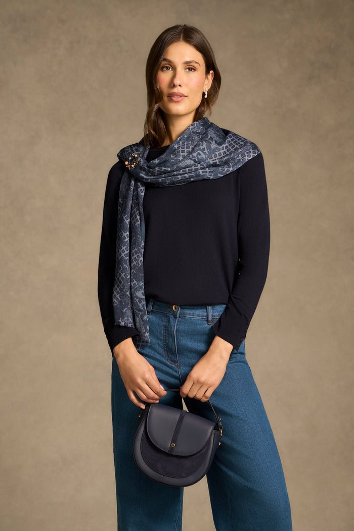 Floral Damask Scarf - Ink