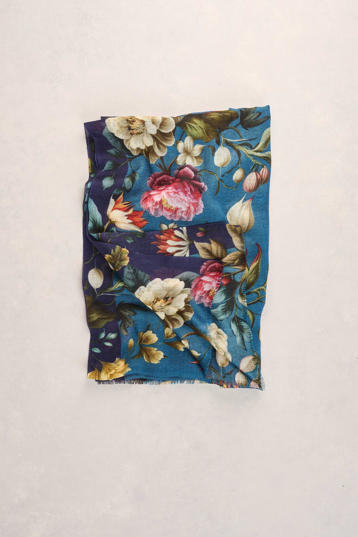 Floral Printed Wool Scarf - Multicolour