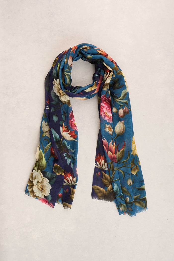 Floral Printed Wool Scarf - Multicolour