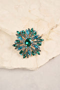 Flower Dia Cluster Brooch - Green