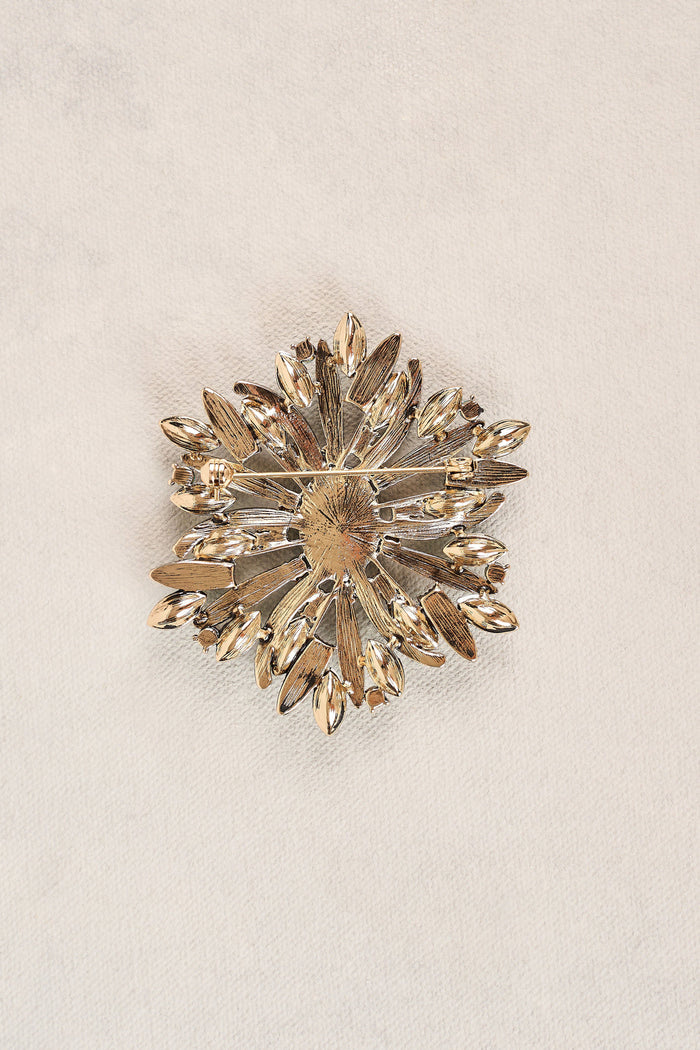 Flower Dia Cluster Brooch - Green