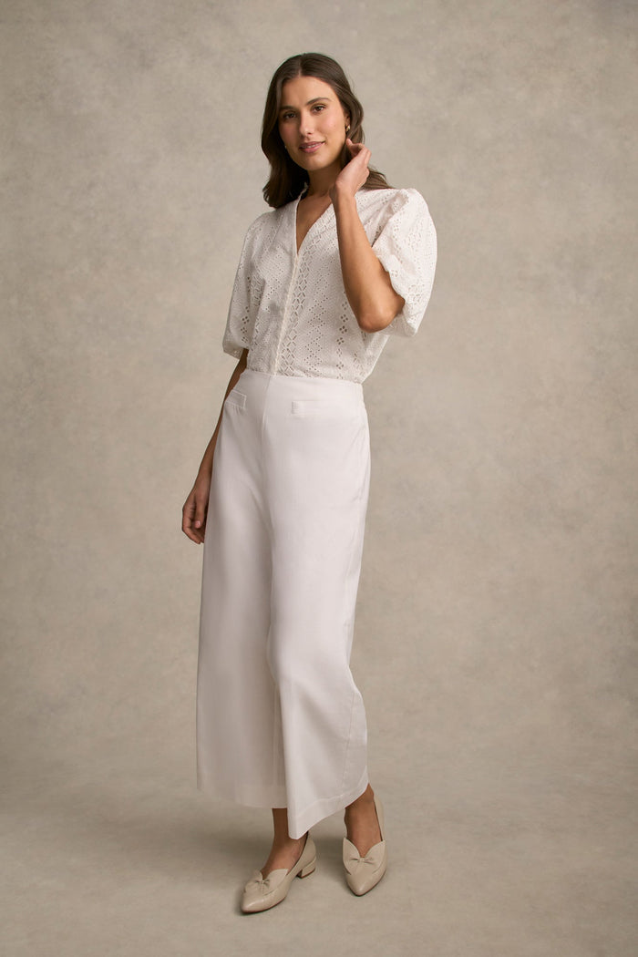 French Linen 7/8 Pant - White