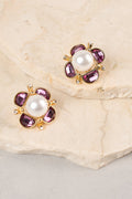 Gem and Pearl Studs - Gold