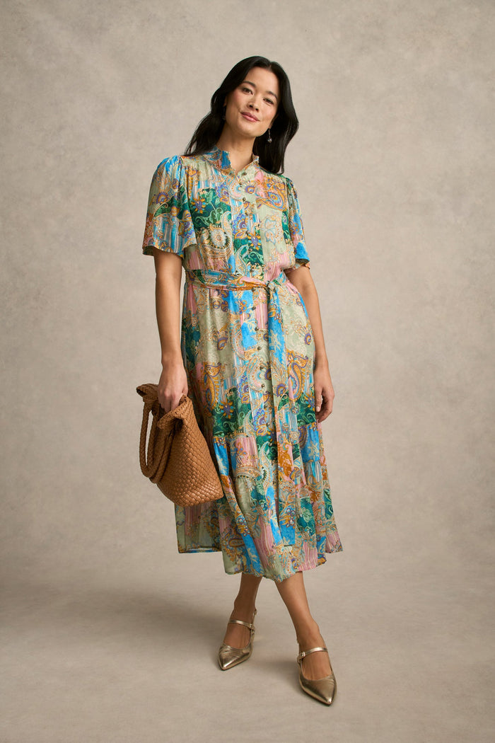 Georgette Flutter Sleeve Dress - Paisley Medley