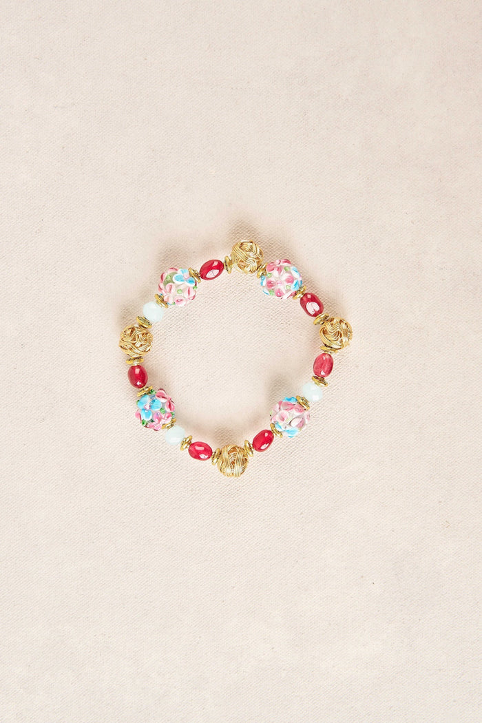 Glass Bead Floral Wrist - Multi