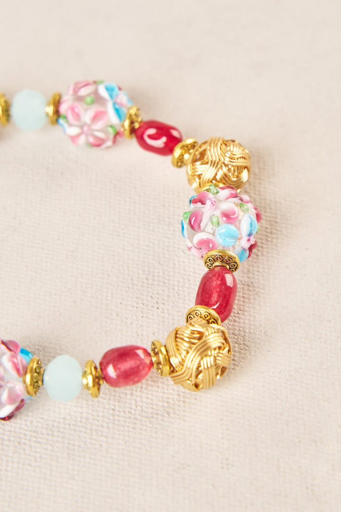 Glass Bead Floral Wrist - Multi