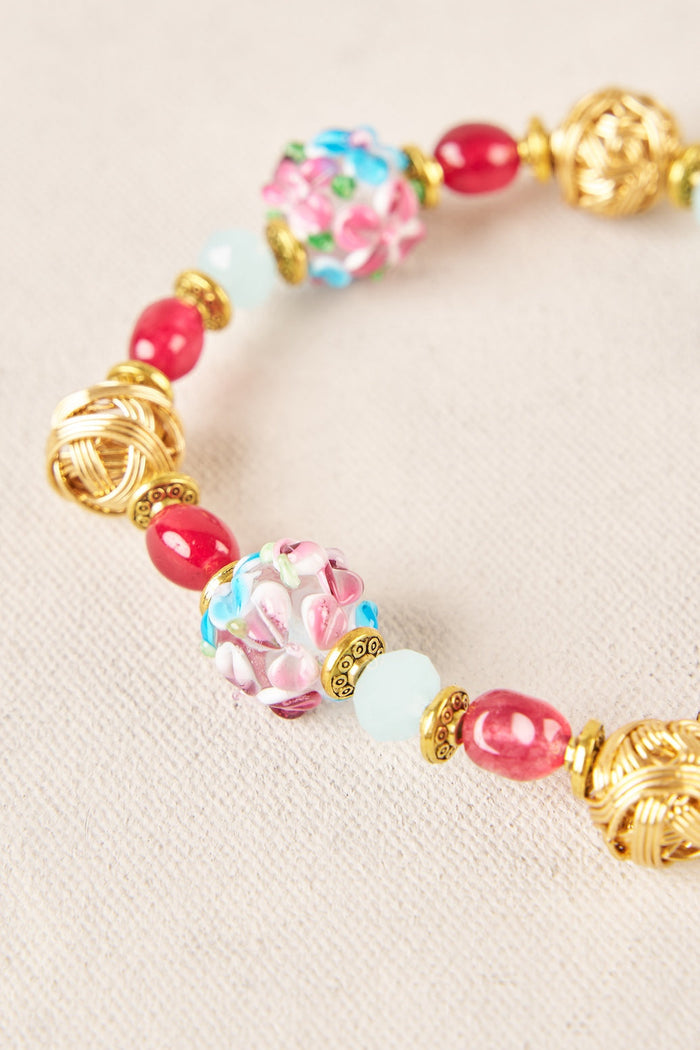 Glass Bead Floral Wrist - Multi