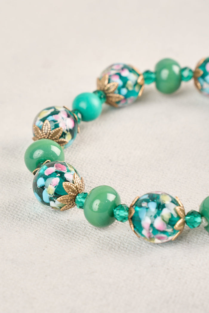 Glass Multi Beaded Wrist - Green