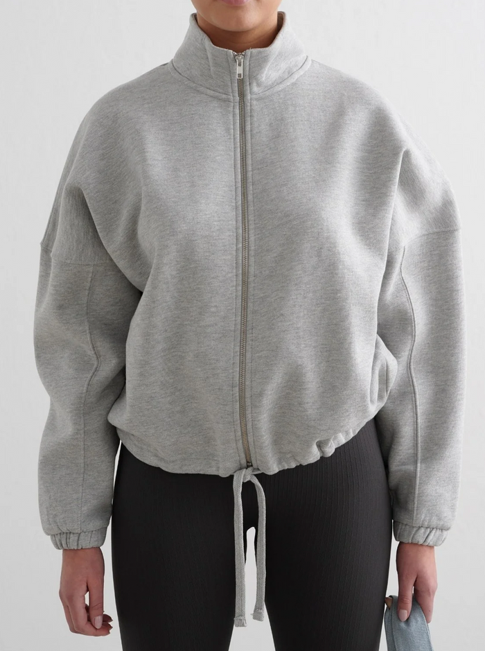 Grey Melange Campus Sweat Zip Jacket