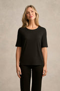 Half Sleeve Round Neck Tee - Black