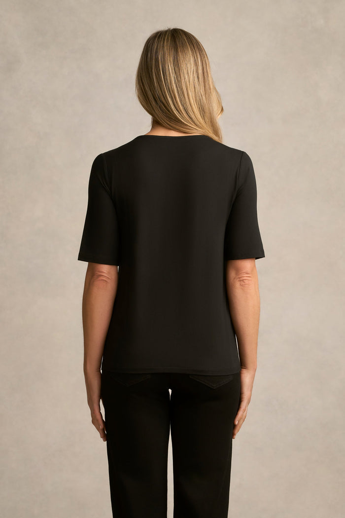 Half Sleeve Round Neck Tee - Black