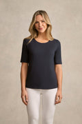 Half Sleeve Round Neck Tee - Ink