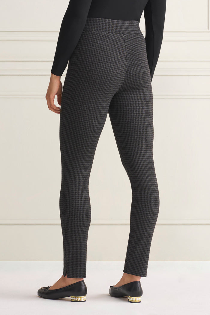 Houndstooth Ponte Pant - Charcoal Houndstooth