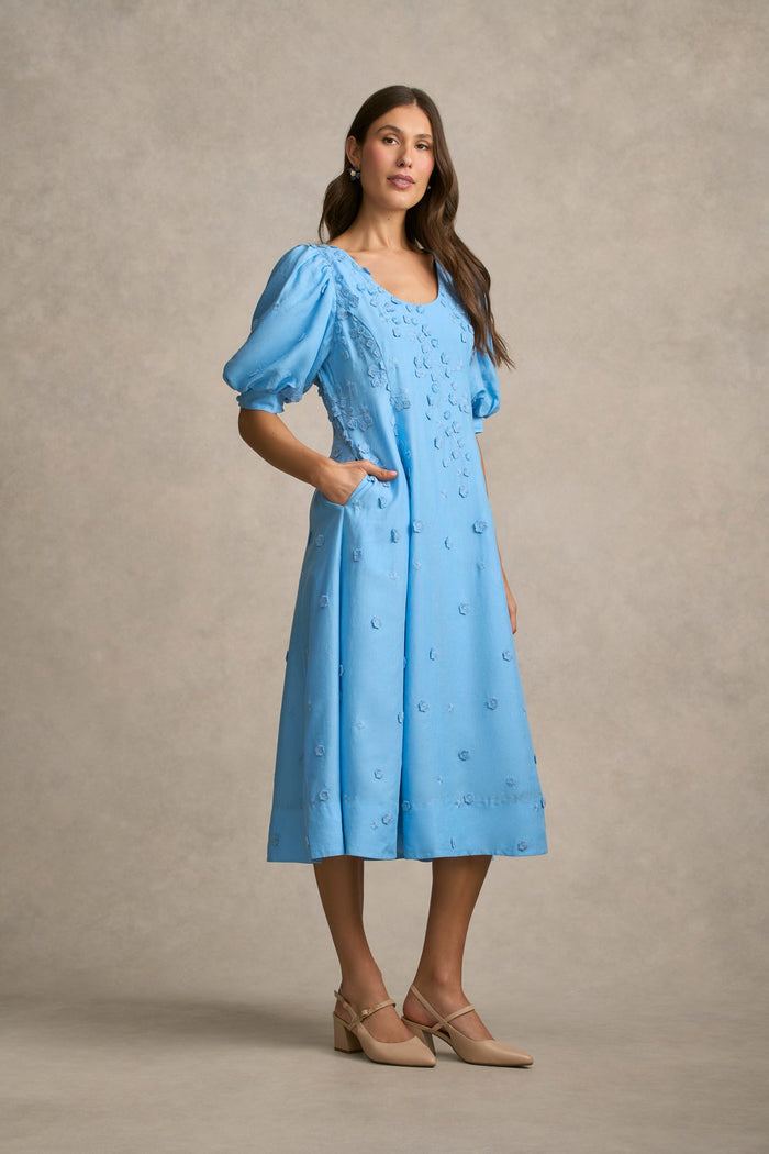 Jacquard Event Dress - Sky Blue