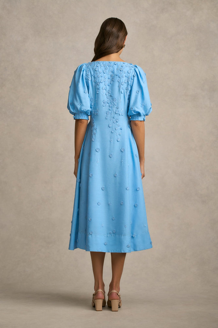 Jacquard Event Dress - Sky Blue
