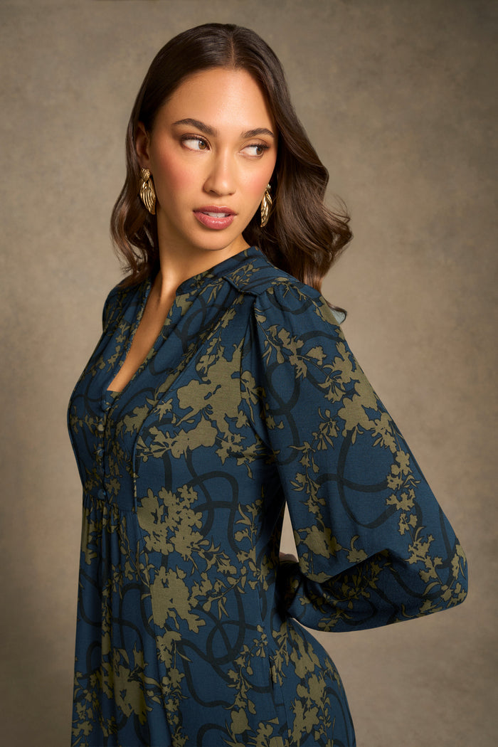 Jersey Swing Dress - Tonal Botanic Print